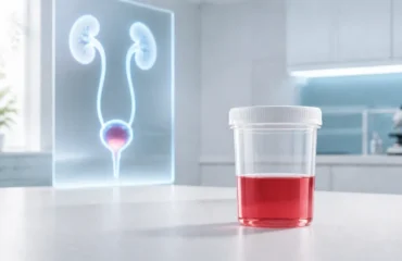 Ilustração médica do trato urinário relacionada à investigação de sangue na urina. Sangue na Urina (Hematúria): Quando é Urgência e Como Investigar?