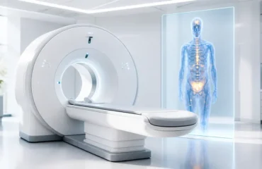 pet-ct-psma-cancer-prostata Médico analisando imagens de PET-CT com PSMA para avaliar a extensão do câncer de próstata.